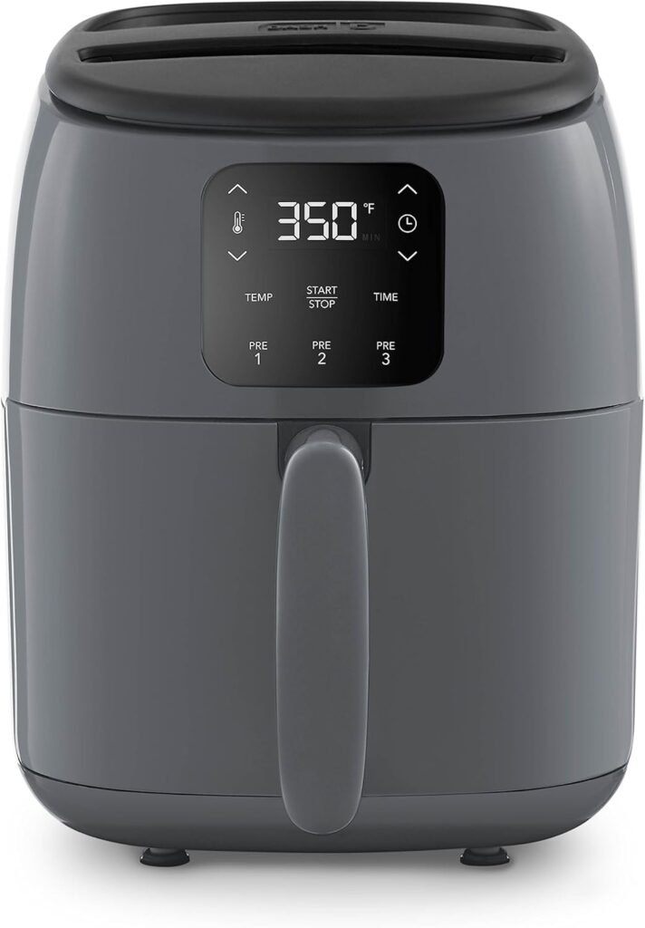 DASH Tasti-Crisp™ Electric Air Fryer Oven, 2.6 Qt., Grey – Compact Air Fryer for Healthier Food in Minutes, Ideal for Small Spaces – Auto Shut Off, Digital, 1000-Watt