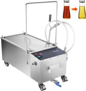 VEVOR Deep Fryer Filter 55L /116 LBS/15 Gal, Frying Oil Filter System Machine 300W, Deep Fryer Oil Filter 10 L/min, Cooking Oil Filter Pump & Oil Hose, Mobile Fryer Filter 110V Kitchen Restaurant