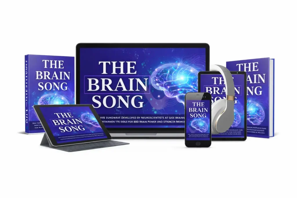 The Brain Song digital audio program displayed on phone tablet and laptop devices