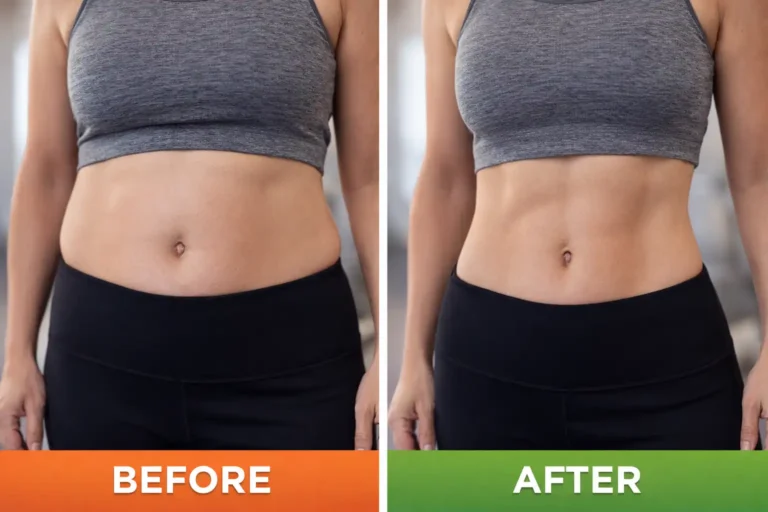 Before and after belly fat transformation for cortisol weight loss results in USA adults